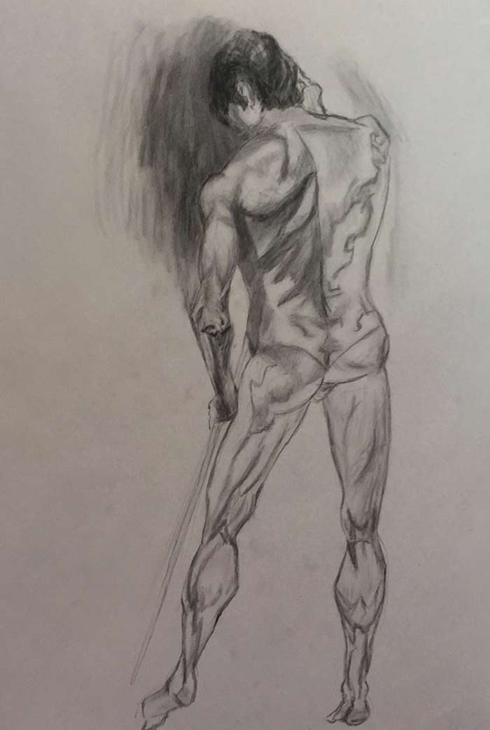 Figure of a Man - Drawing by Daniel, Anatomy Master Class student